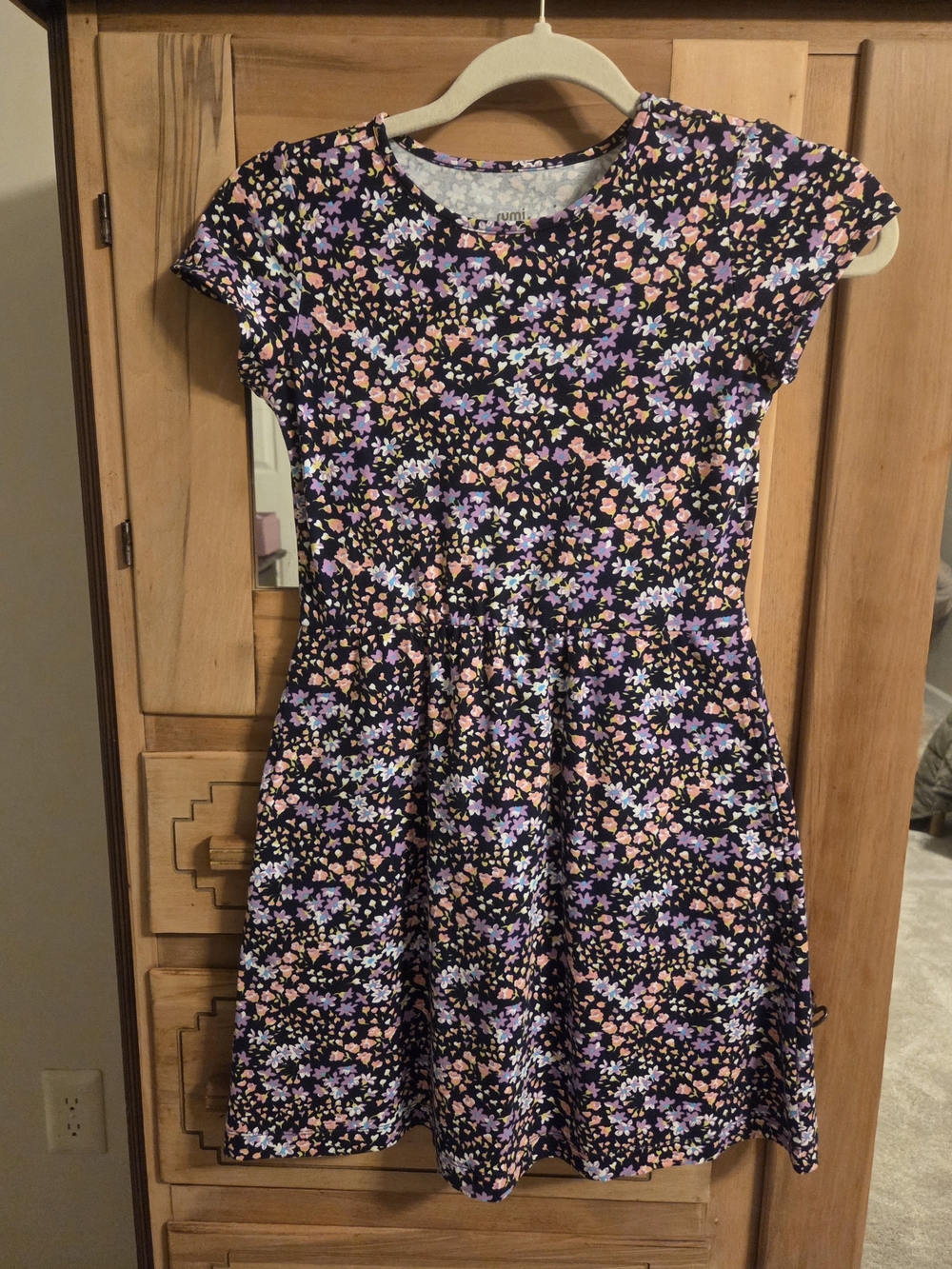 Rumi And Ryder Floral Fit-and-Flare Dress with Pink and Purple Blossoms